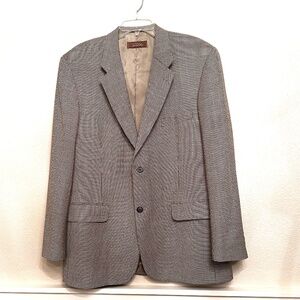 Tasso Elba Mens 100% Wool Houndstooth Pattern Blazer Size 42-44 Single Breasted